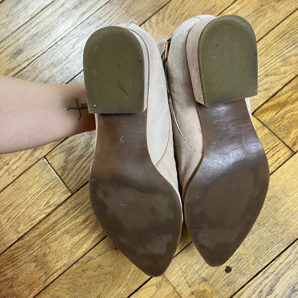 Jeffrey Campbell Free People Suede Ankle Boots Pink Buckle Pointed Toe Size‎ 7